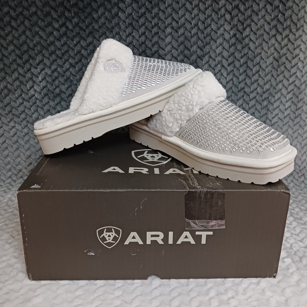 Ariat Jackie Square Toe Exotic Platform Slippers Women's Dazzle Cream Size 9